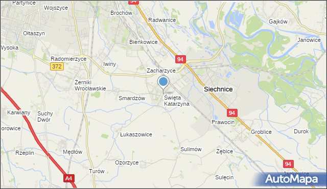 mapa Święta Katarzyna, Święta Katarzyna gmina Siechnice na mapie Targeo